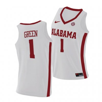 Men's Alabama Crimson Tide #1 JaMychal Green White Replica NCAA College Basketball Jersey 2403NHXY7